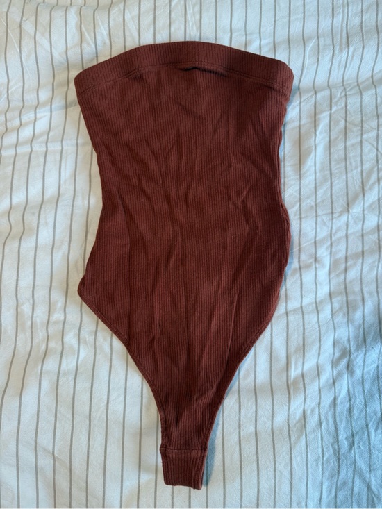 Urban Outfitters Tops - Urban Outfitters Ribbed Strapless One-Piece Bodysuit in Rust